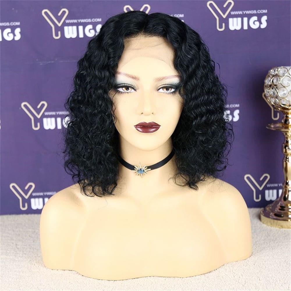 Short Curly Bob Human Hair 13 x 6 Lace Front Wig BOB2D - Image 5