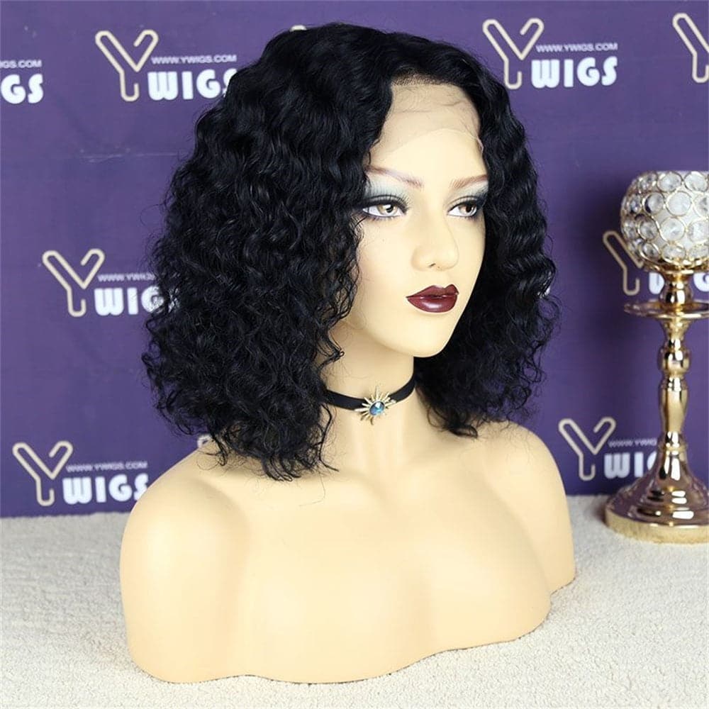 Short Curly Bob Human Hair 13 x 6 Lace Front Wig BOB2D - Image 6