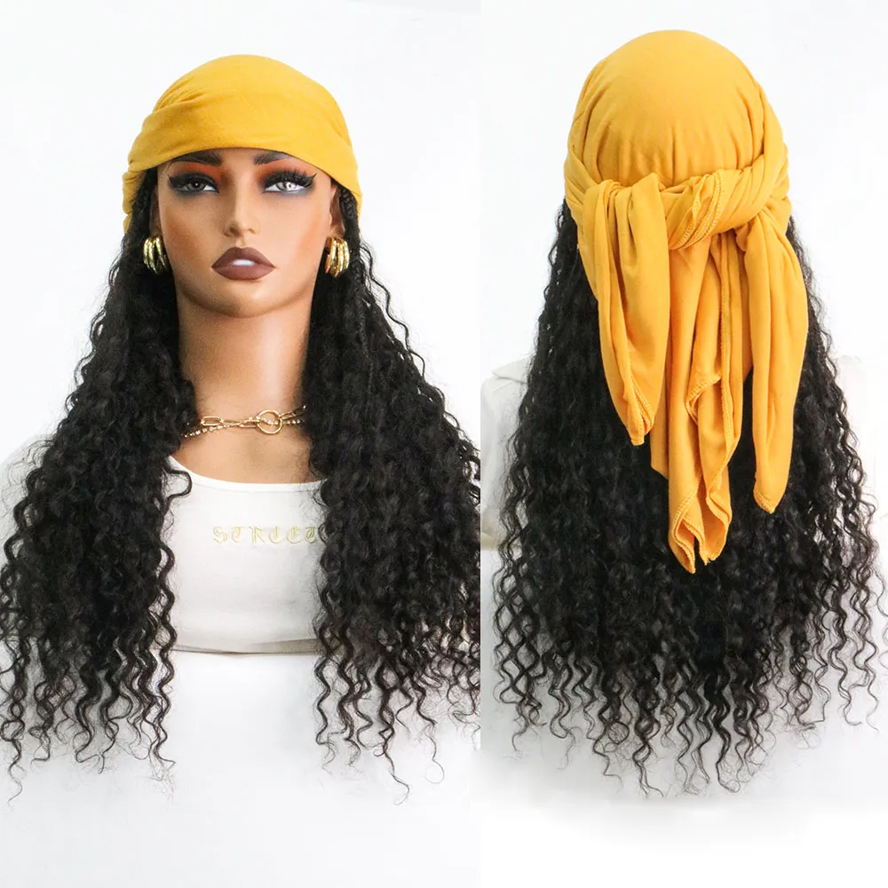 💥Flash Sale | Grab & Go Braids Band Wig Boho Style with Human Hair Curls - Image 11