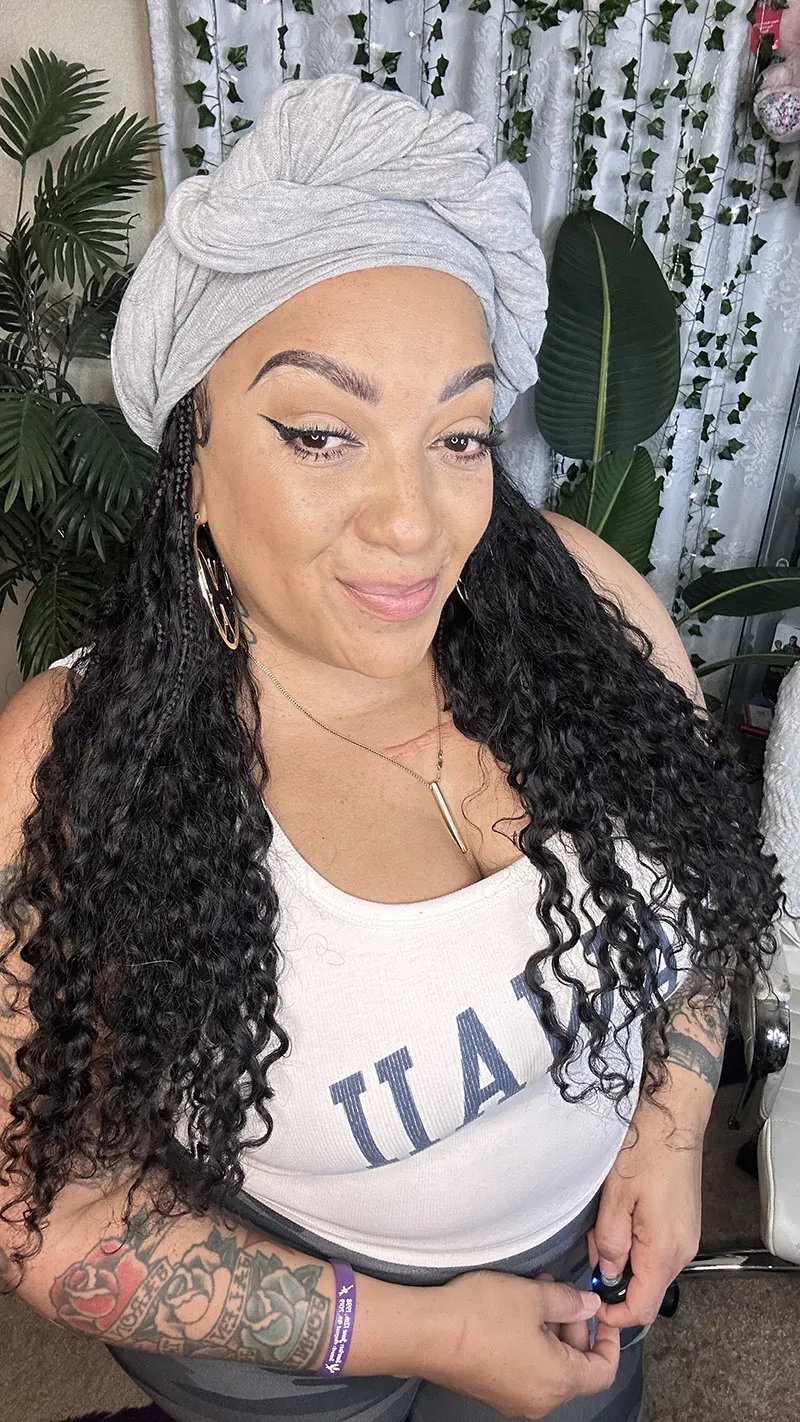 💥Flash Sale | Grab & Go Braids Band Wig Boho Style with Human Hair Curls - Image 7