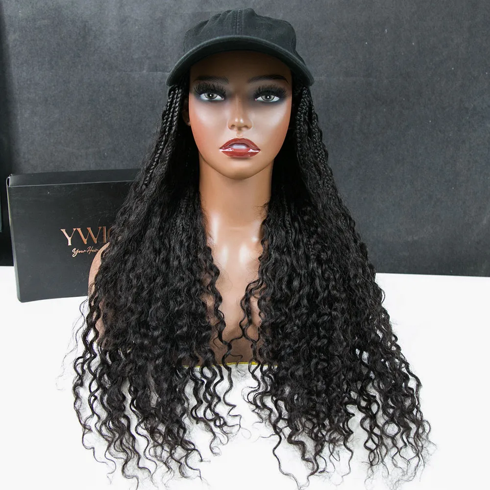 💥Flash Sale | Grab & Go Braids Cap Wig Boho Style with Human Hair Curls - Image 4