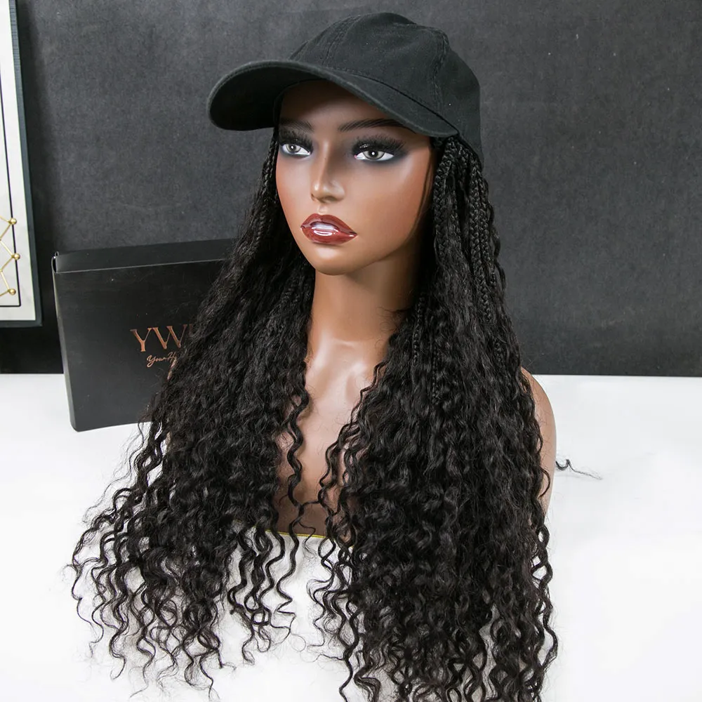 💥Flash Sale | Grab & Go Braids Cap Wig Boho Style with Human Hair Curls - Image 7