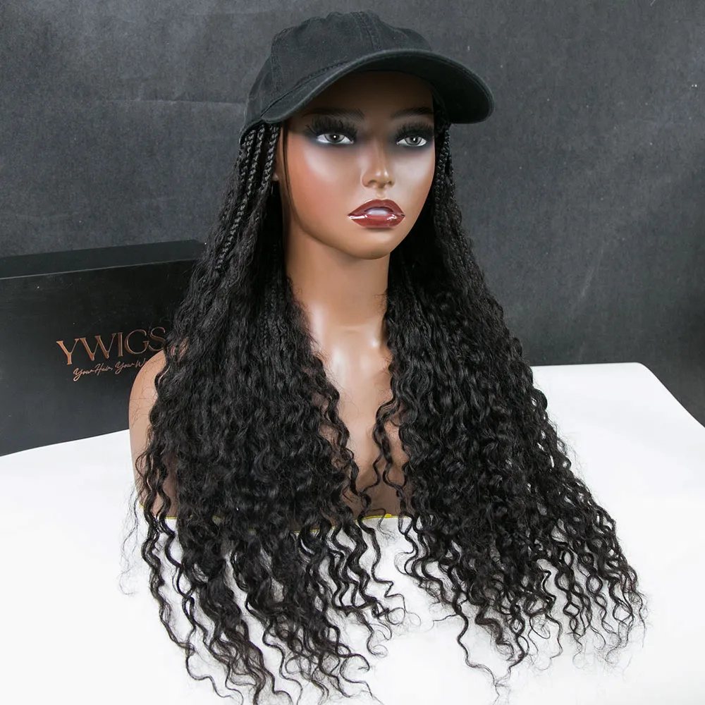 💥Flash Sale | Grab & Go Braids Cap Wig Boho Style with Human Hair Curls - Image 9