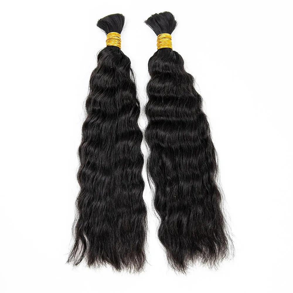 Half Braids Half Sew-In Deal Wet and Wavy Natural Color - Image 4