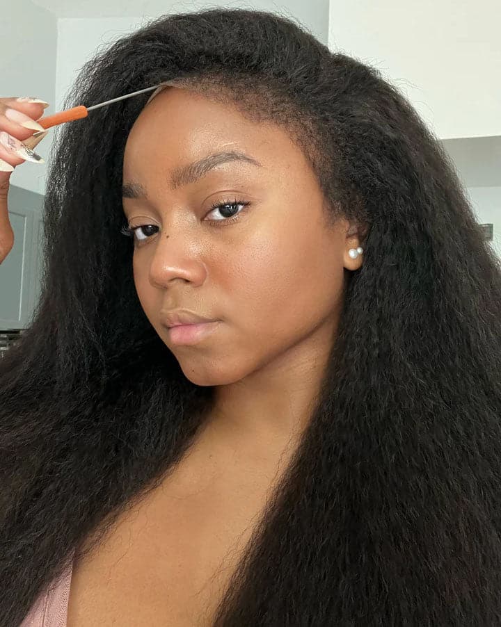 4C Edges | HD Lace Coarse Kinky Straight 13 x 6 Lace Front Wig with Kinky Edges LFC18 - Image 3
