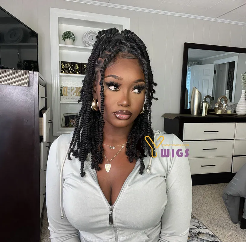 Human Hair Spring Twist Hair Extensions Natural Color - Image 3