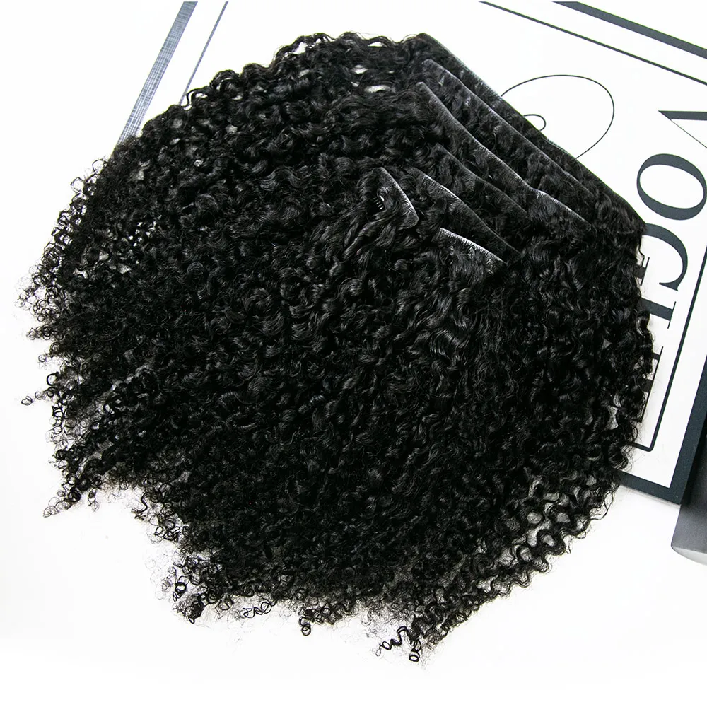 Invisible Edge Clip In Hair Extensions Multi-Textured Kinky Curly - Image 3