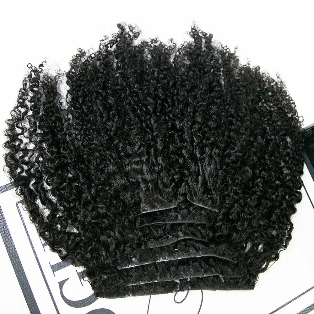Invisible Edge Clip In Hair Extensions Multi-Textured Kinky Curly - Image 4