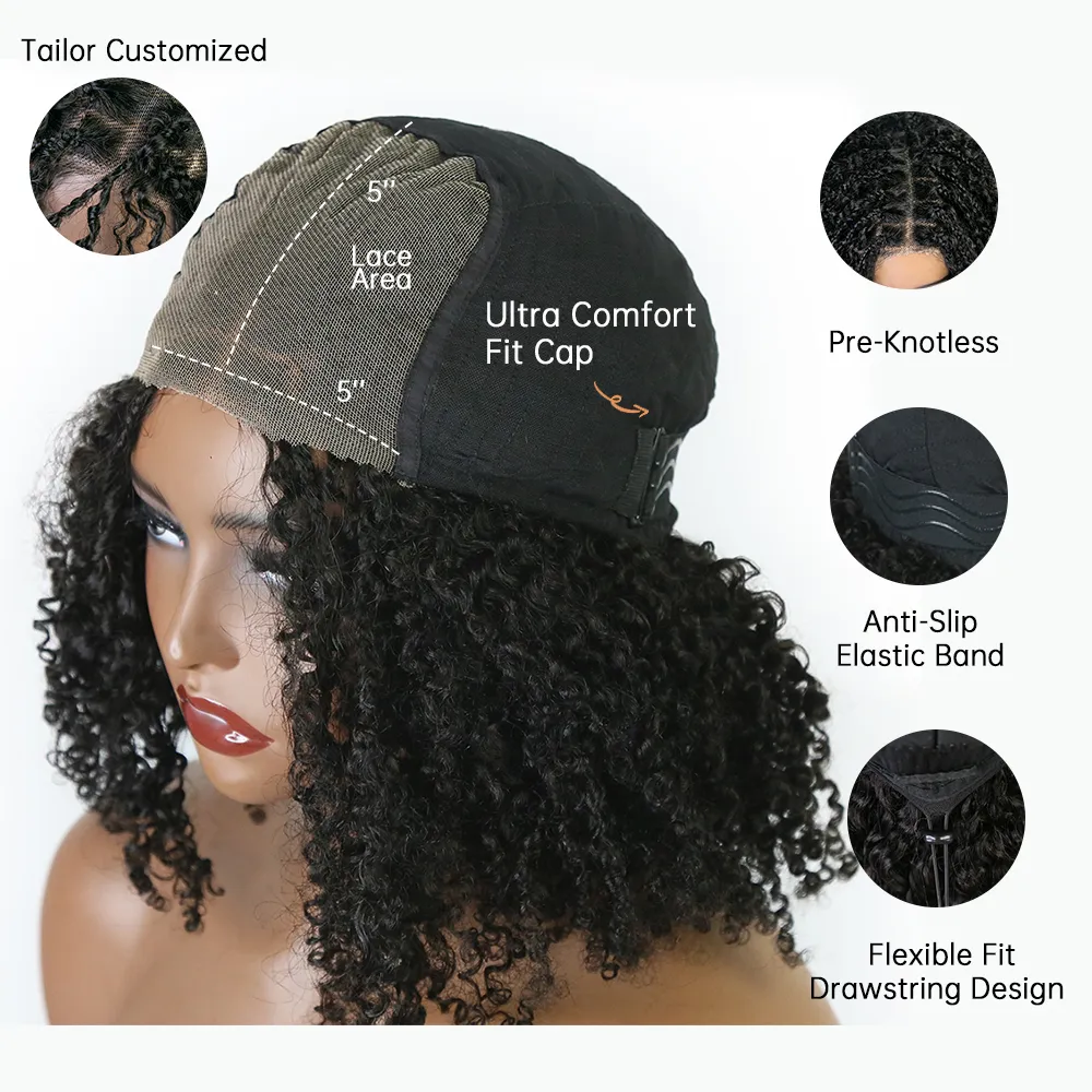 Kinky Boho Braids 5x5 Lace Closure Wig - Image 5