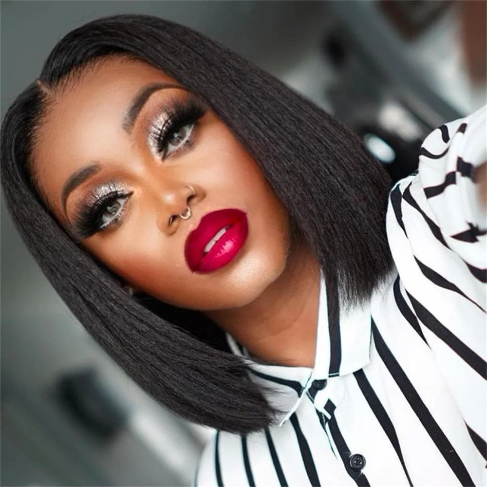 Kinky Straight 13 x 6 Lace Front Bob Wig BOB2S - Image 3