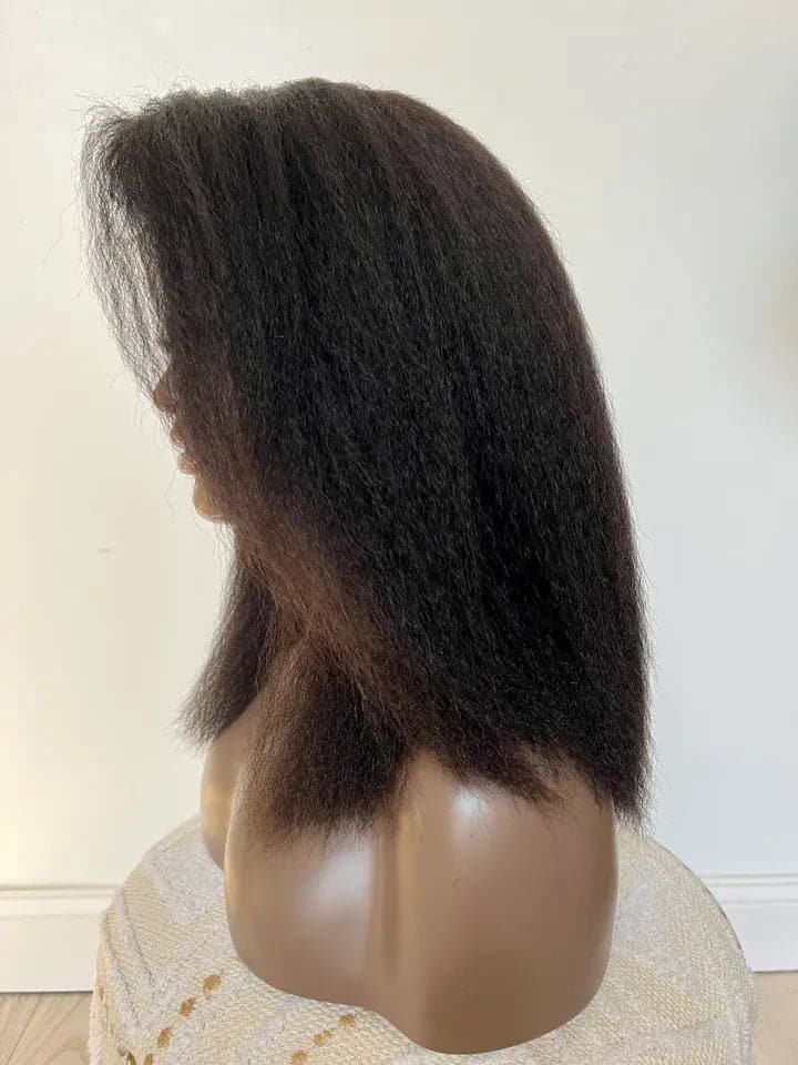 4C Edges | Kinky Straight Human Hair 13 x 6 Lace Front Wig with Curly Edges - Image 3