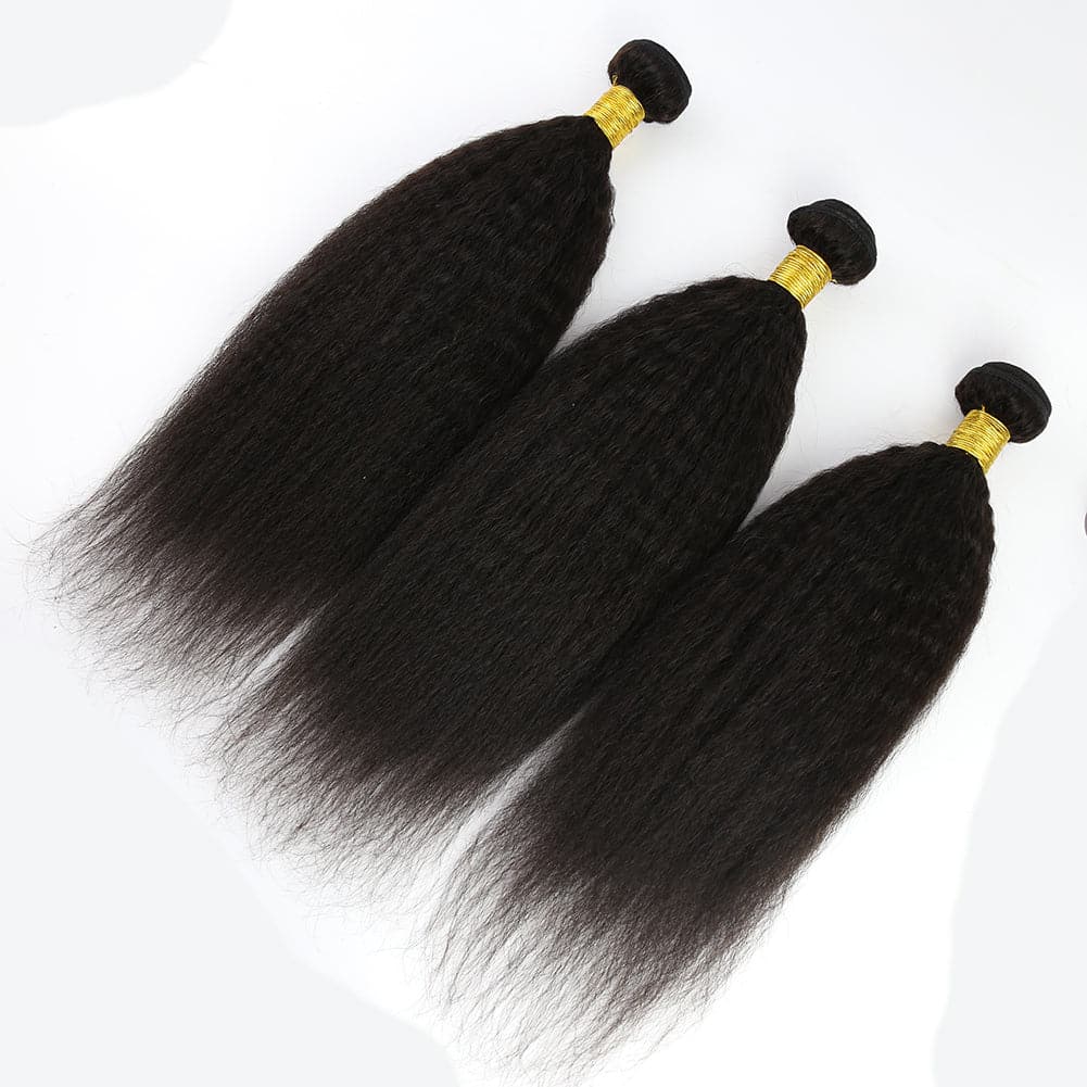 Cambodia Virgin Hair Kinky Straight Human Hair Bundles Natural Color - Image 3