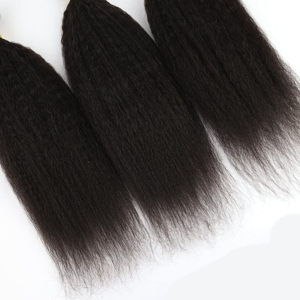 Cambodia Virgin Hair Kinky Straight Human Hair Bundles Natural Color - Image 5