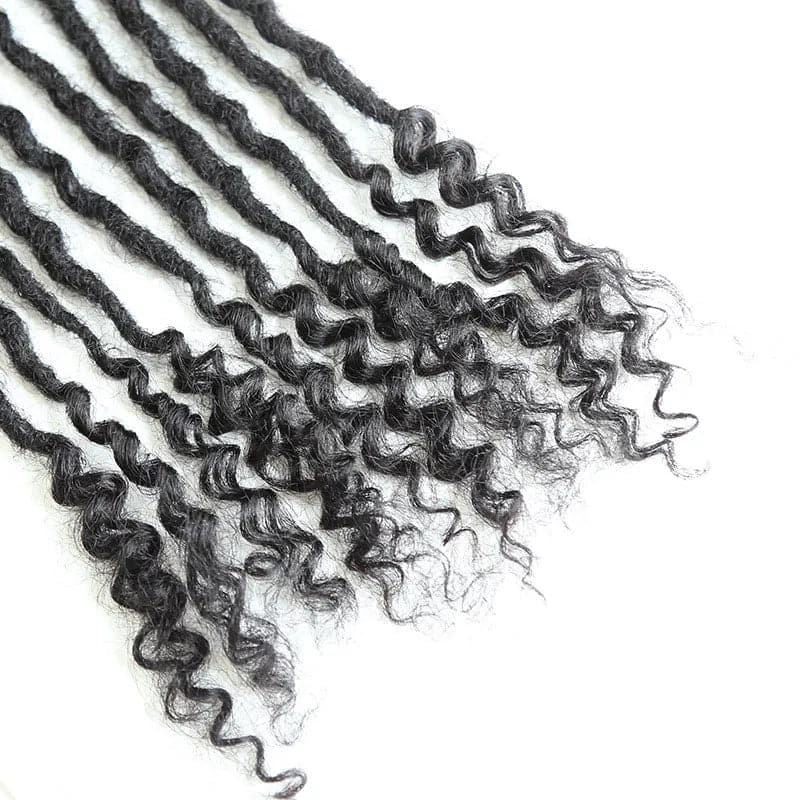 Human Hair Loc Extensions With Curly Ends  - Natural Black #1B - Image 4