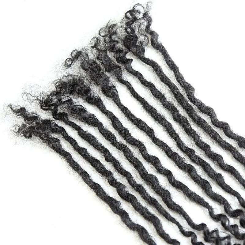 Human Hair Loc Extensions With Curly Ends  - Natural Black #1B - Image 5