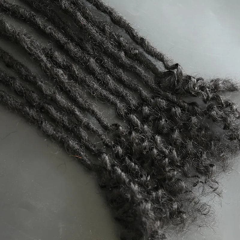 Human Hair Loc Extensions With Curly Ends  - Natural Black #1B - Image 6