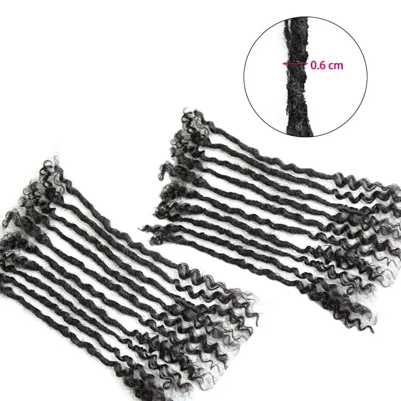 Human Hair Loc Extensions With Curly Ends  - Natural Black #1B - Image 8