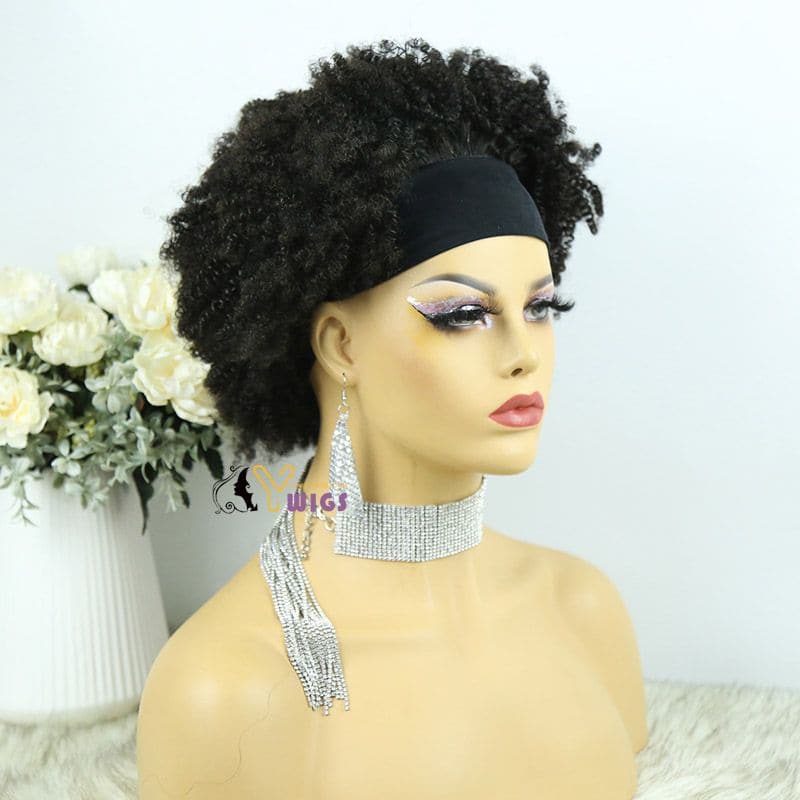 Mary Afro Kinky Curly Human Hair Headband Wig - Image 13