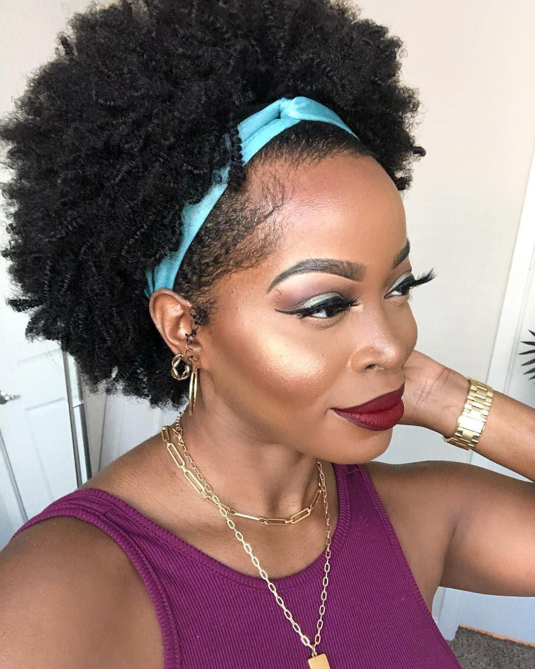 Mary Afro Kinky Curly Human Hair Headband Wig - Image 3