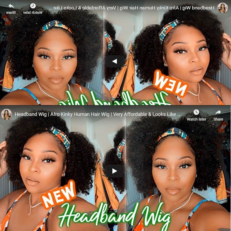 Mary Afro Kinky Curly Human Hair Headband Wig - Image 5