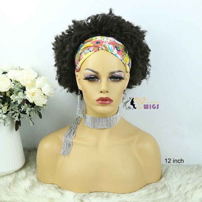 Mary Afro Kinky Curly Human Hair Headband Wig - Image 7