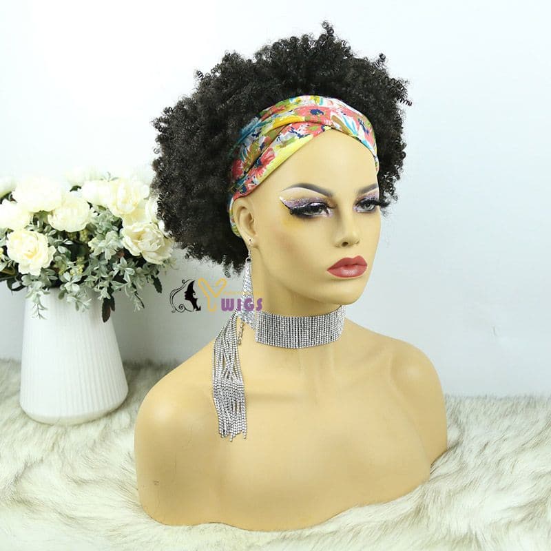 Mary Afro Kinky Curly Human Hair Headband Wig - Image 9