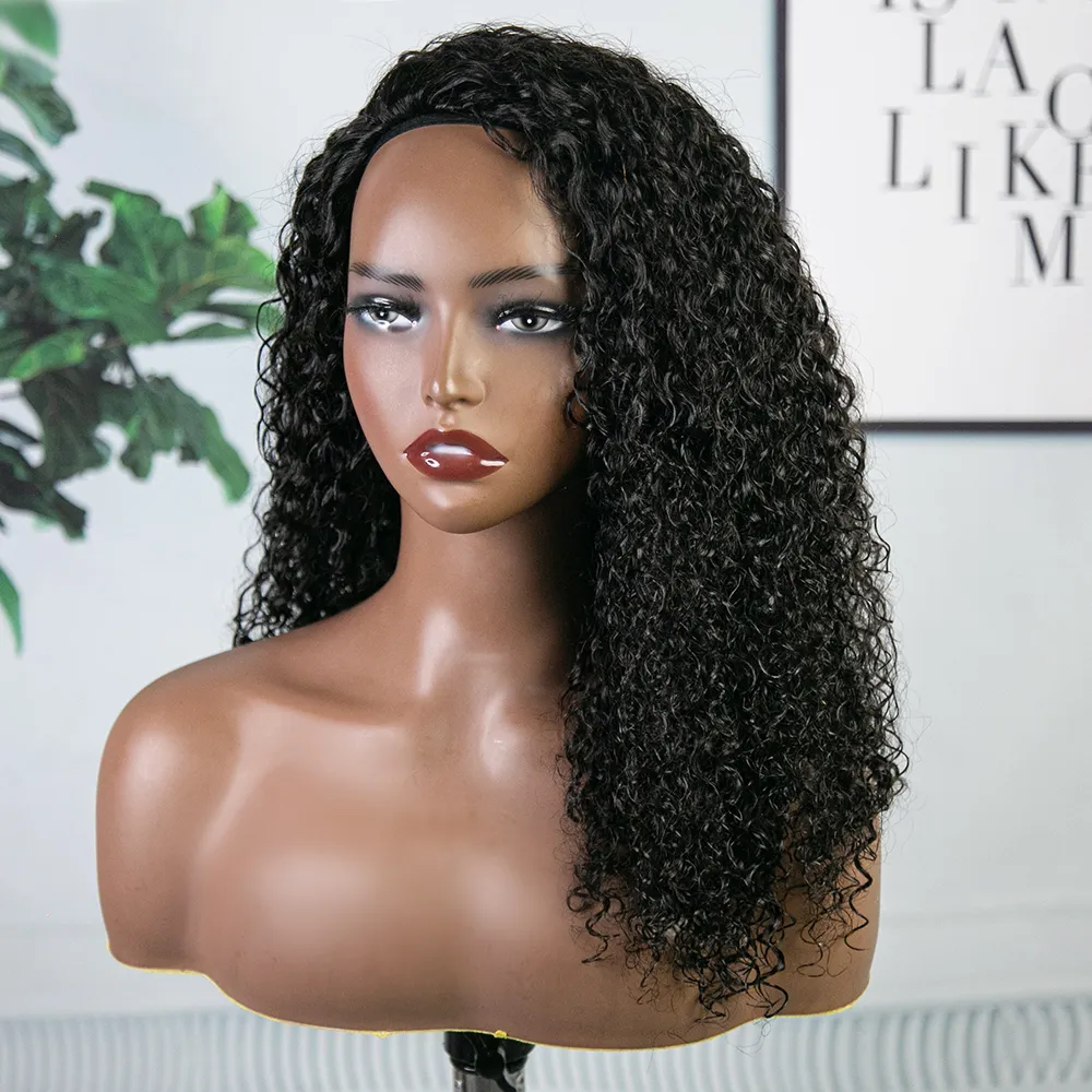 Multi-textured Kinky Curly Half Wig Flexible Fit Drawstring Human Hair Wig - Image 4