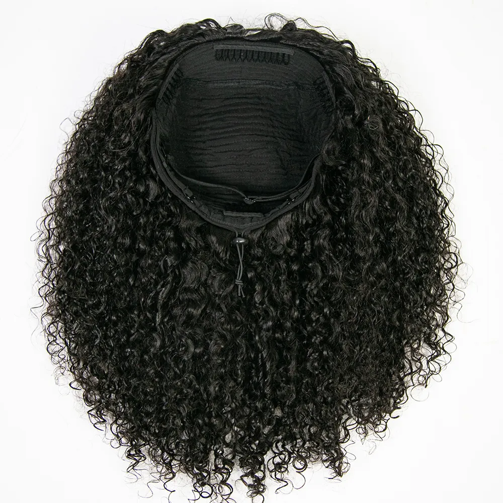 Multi-textured Kinky Curly Half Wig Flexible Fit Drawstring Human Hair Wig - Image 9