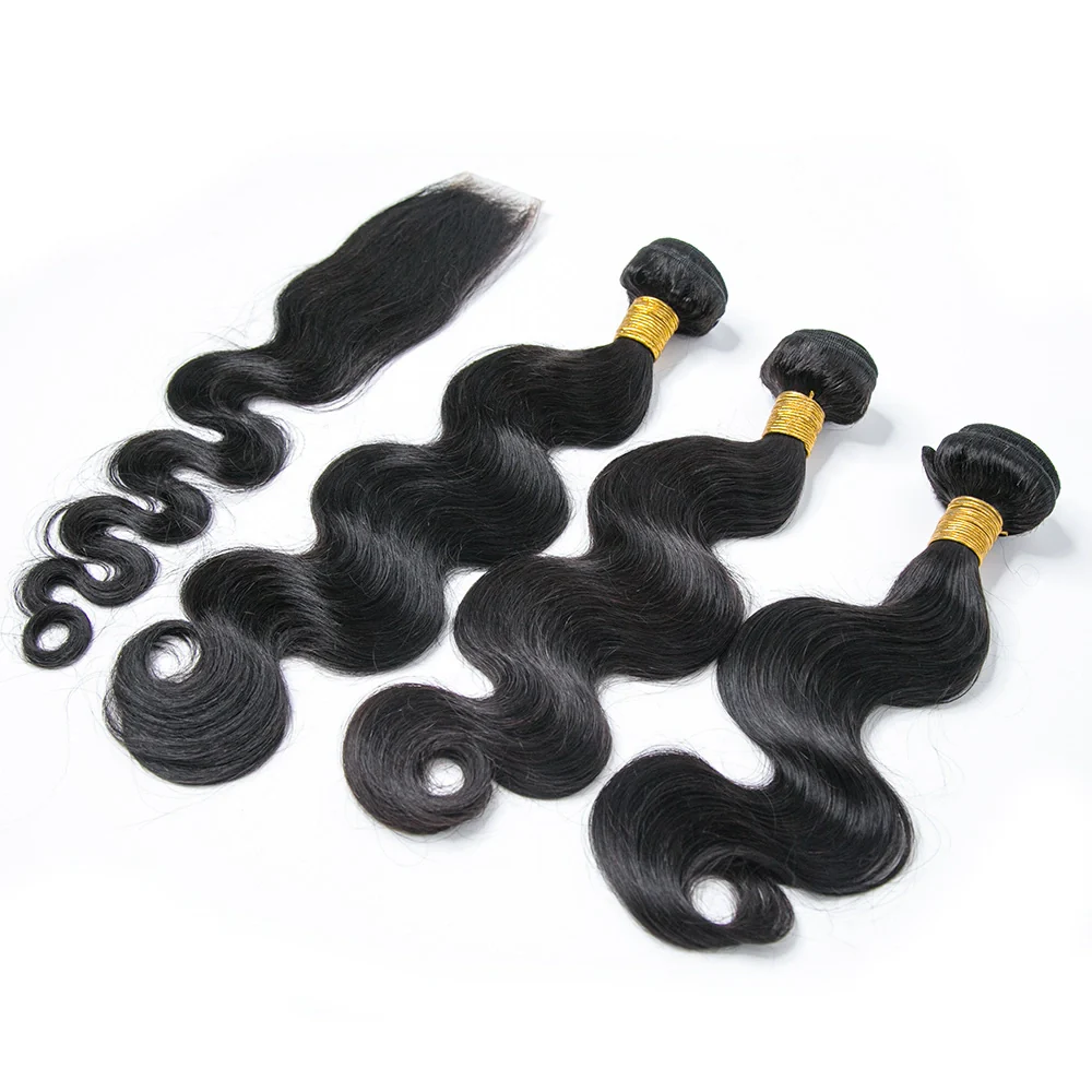 Natural Color Body Wave Human Hair Weft Bundles with 2x6 HD Lace Closure - Image 3