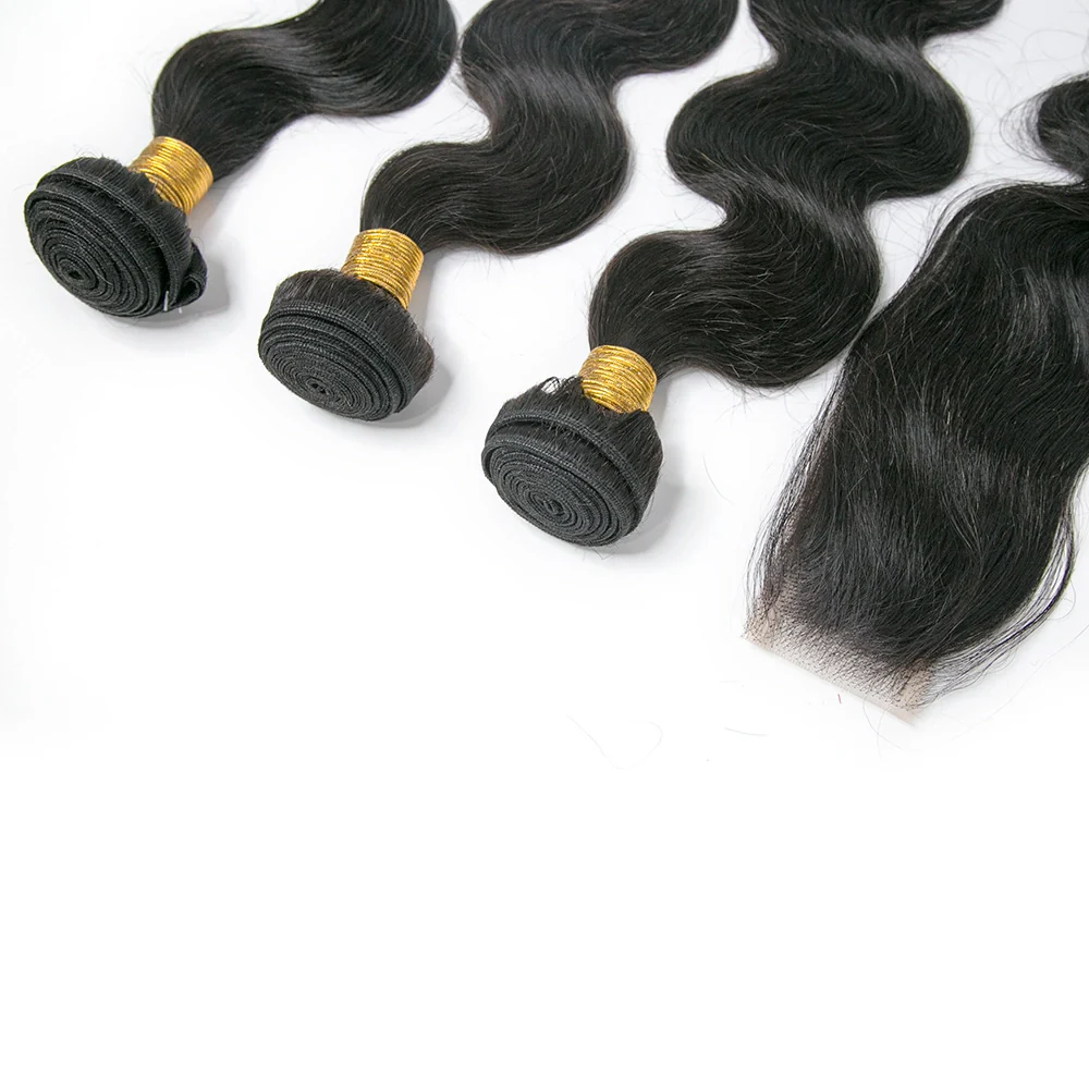 Natural Color Body Wave Human Hair Weft Bundles with 2x6 HD Lace Closure - Image 4