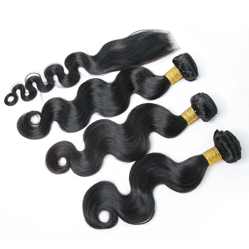 Natural Color Body Wave Human Hair Weft Bundles with 2x6 HD Lace Closure - Image 5