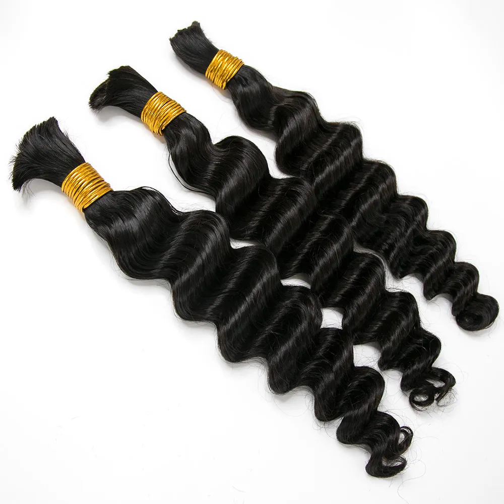 Natural Color Loose Deep Wave Bulk Human Braiding Hair - Image 4