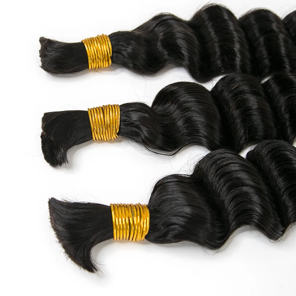 Natural Color Loose Deep Wave Bulk Human Braiding Hair - Image 5