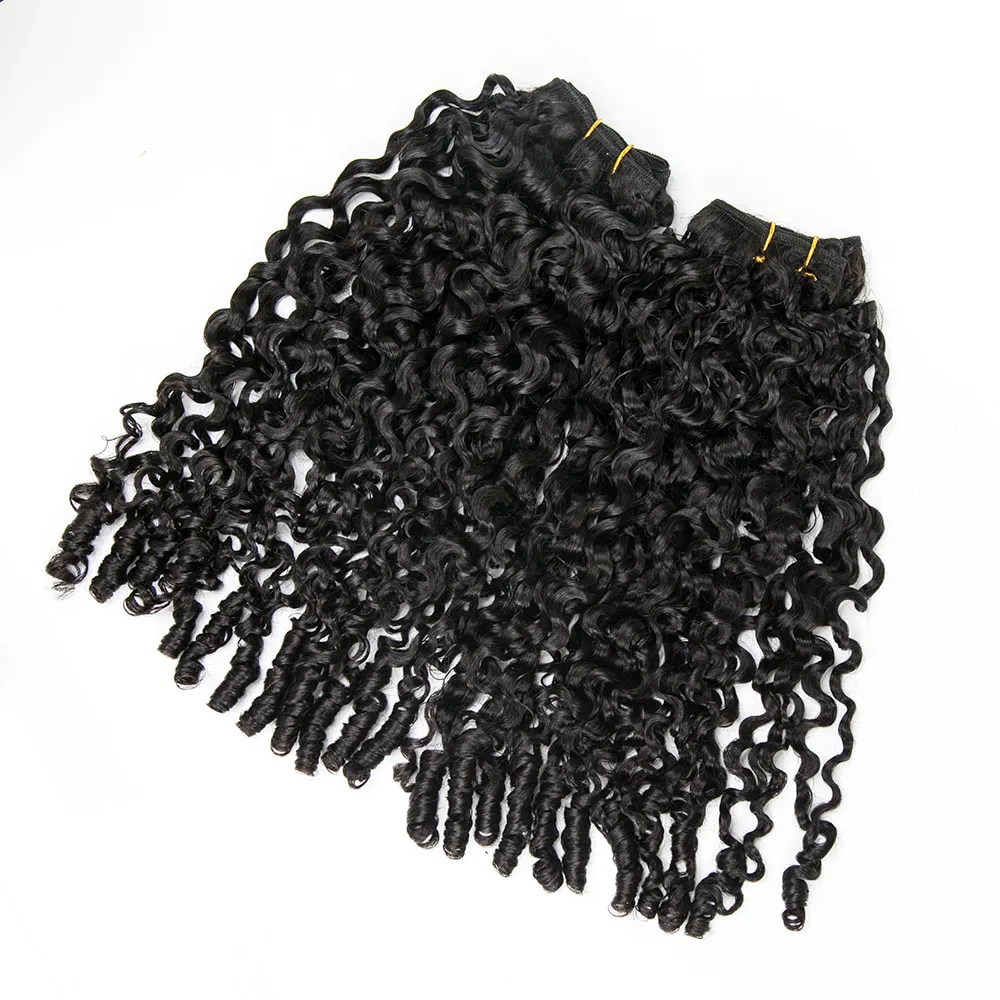 Natural Color Water Curly Human Hair Weft Bundles with 2x6 HD Lace Closure - Image 5