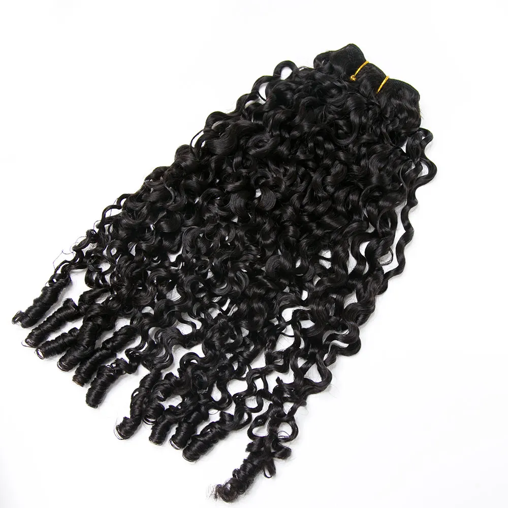 Natural Color Water Curly Human Hair Weft Bundles with 2x6 HD Lace Closure - Image 6