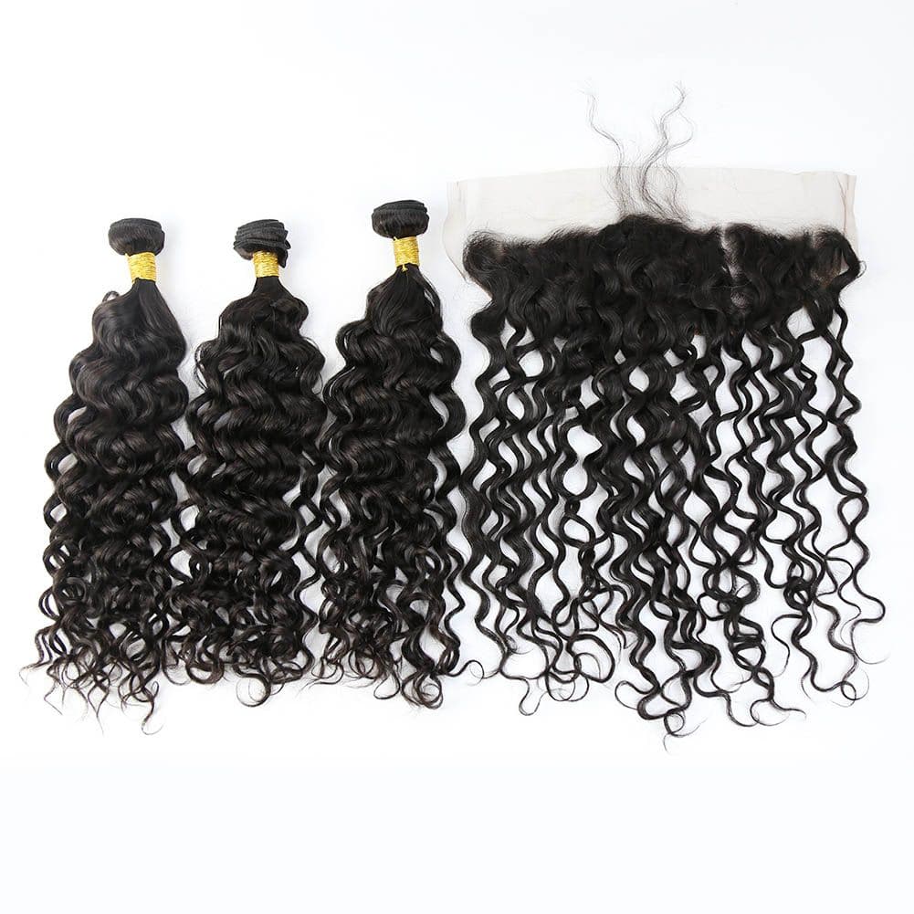 Natural Wave Brazilian Hair Bundles with HD Lace 13x4 Lace Frontal PLB002 - Image 2
