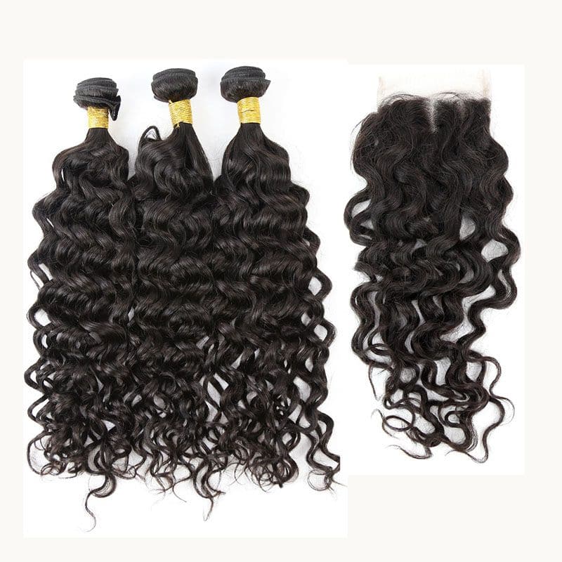 Natural Wave Brazilian Hair Bundles with 5x5 HD Lace Closure PSB002 - Image 2