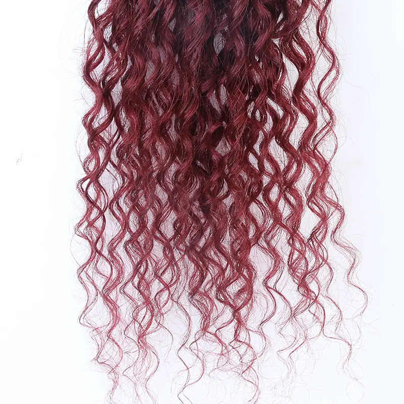 Ombre Burgundy Crochet Box Braids with Human Hair Ends - Image 7