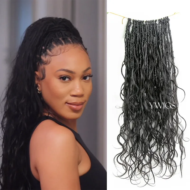 Pre-looped Crochet Boho Locs with Body Wave Virgin Human Hair Curls - Image 5
