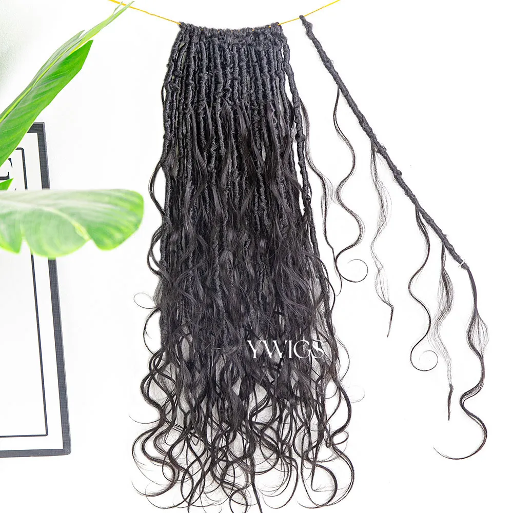 Pre-looped Crochet Boho Locs with Body Wave Virgin Human Hair Curls - Image 6