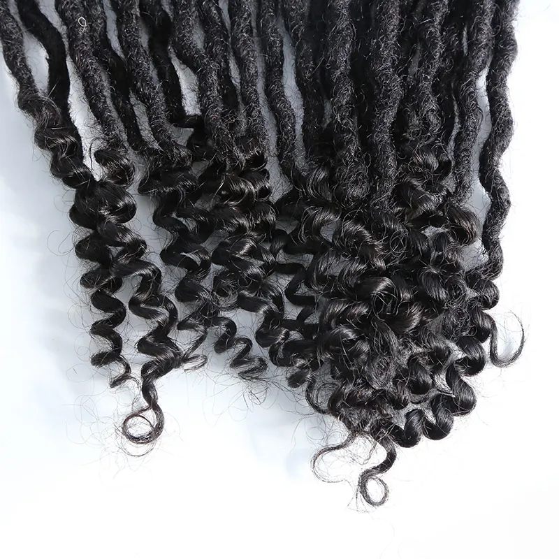 Pre-Looped Human Hair Loc Extensions With Curly Ends - Image 10