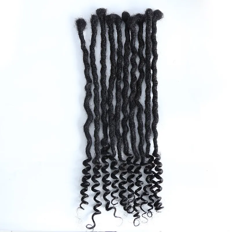 Pre-Looped Human Hair Loc Extensions With Curly Ends - Image 4