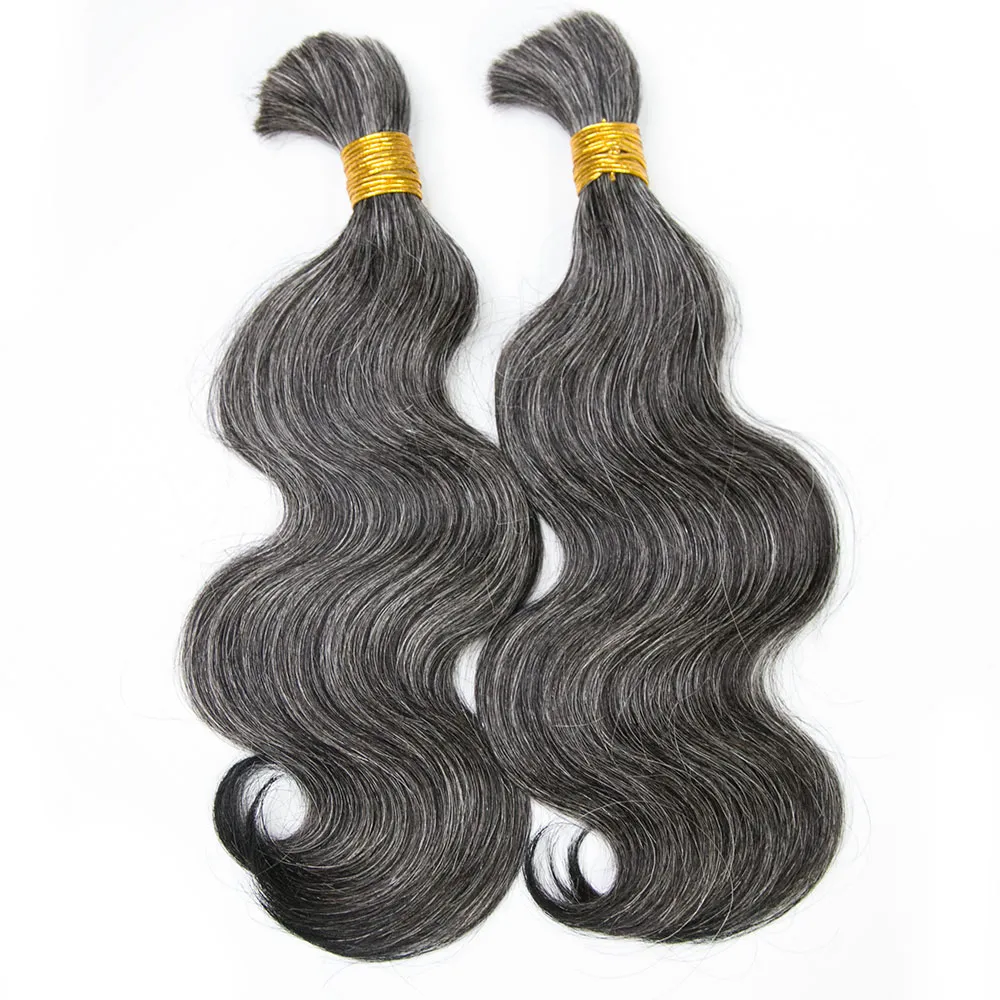 Salt and Pepper Body Wave Bulk Human Braiding Hair - Image 3