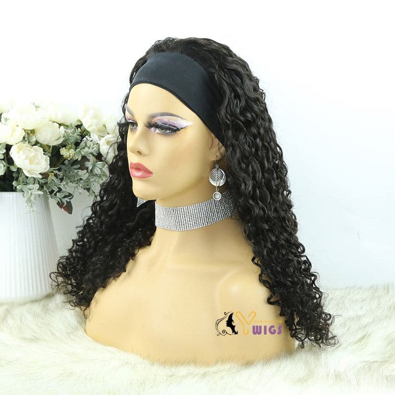 Sara Loose Curly Human Hair Headband Wig - Image 11