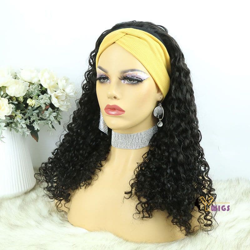Sara Loose Curly Human Hair Headband Wig - Image 8