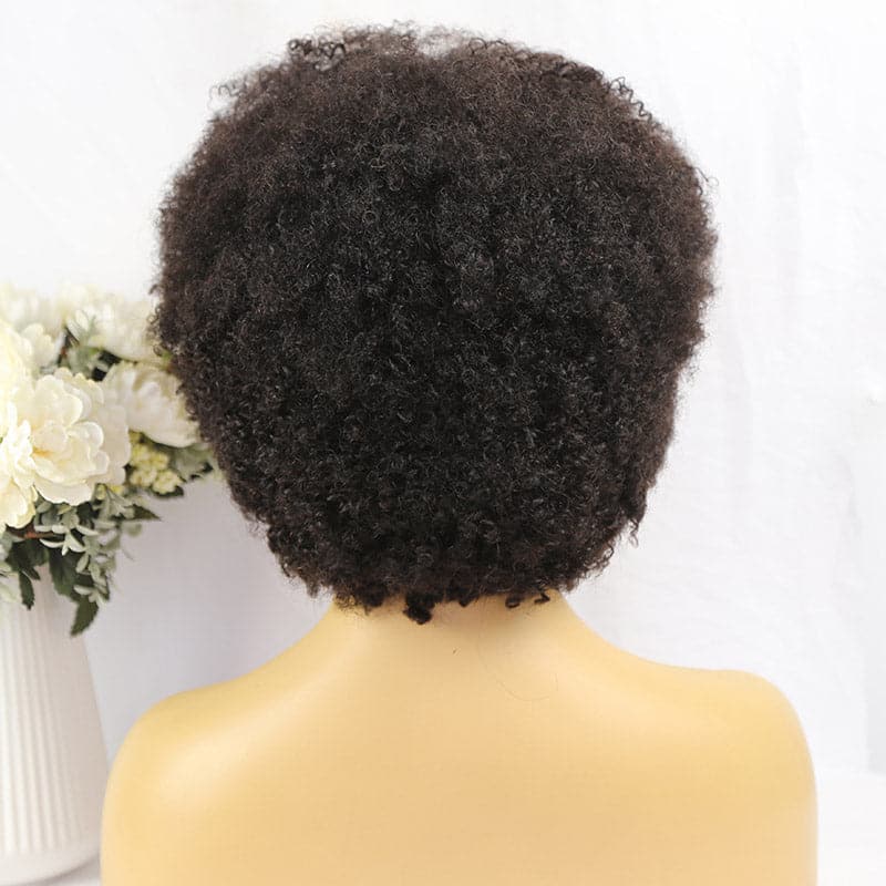 Short Afro Kinky Coily Human Hair 4x4 Lace Closure Wig AFBT7 - Image 4