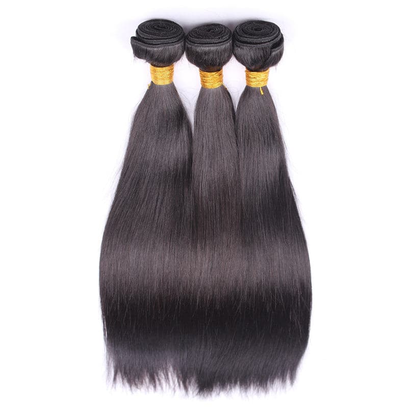 Natural Color Straight Brazilian Hair Bundles with 6x6 HD Lace Closure BS31 - Image 3