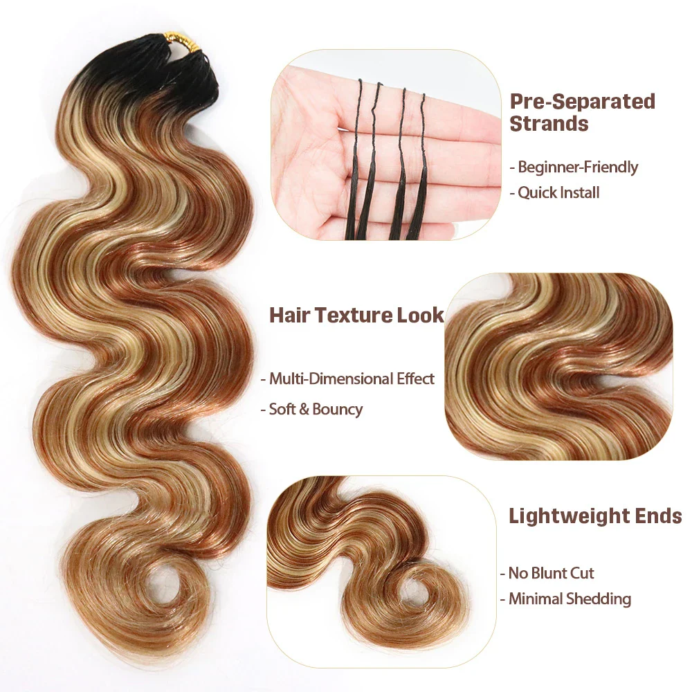 #T1B/27/30/613 Ombre Blonde Body Wave Human Crochet Hair - Image 2