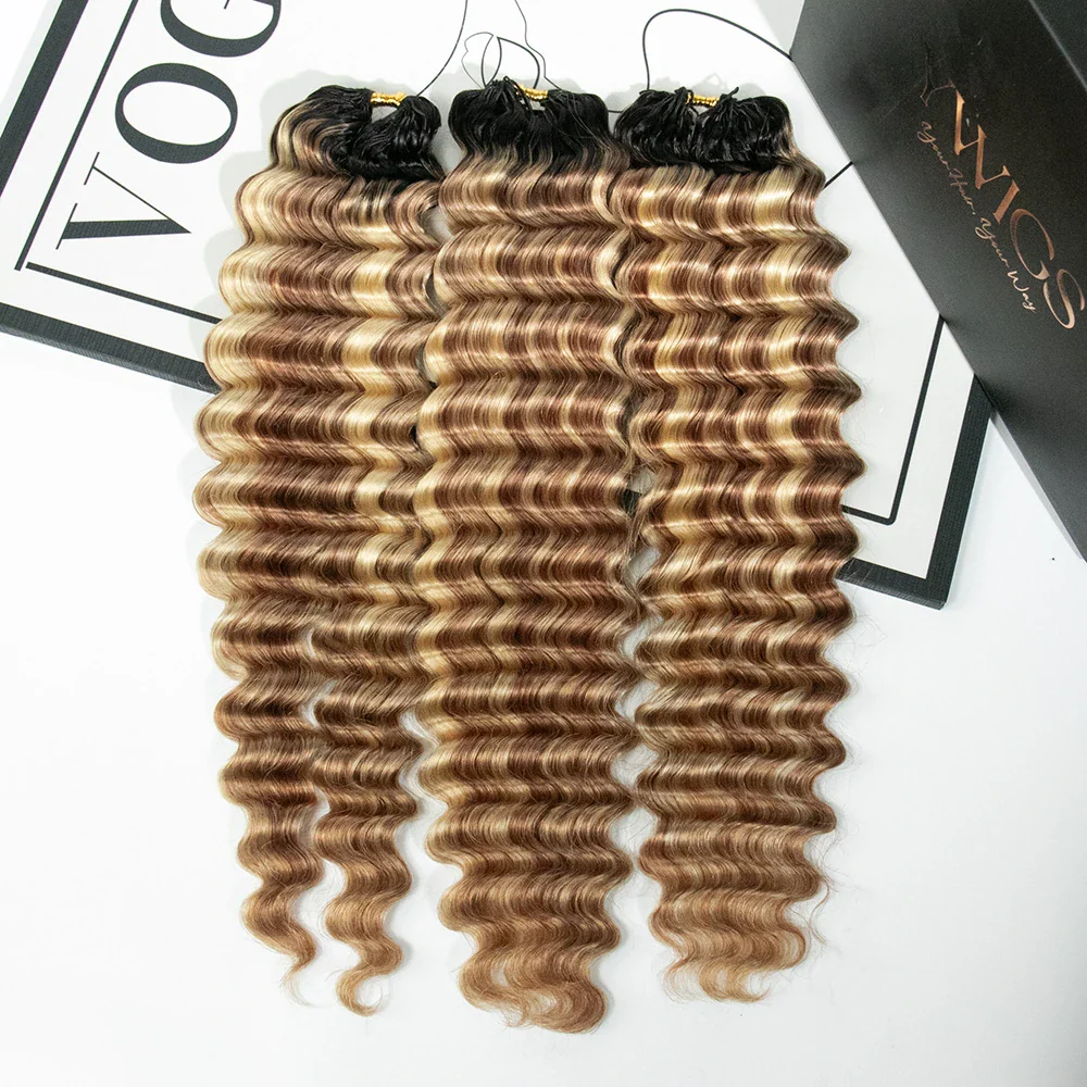 #T1B/27/30/613 Ombre Blonde Deep Wave Feather Crochet
