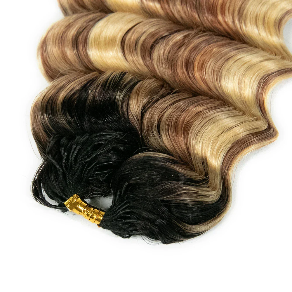 #T1B/27/30/613 Ombre Blonde Deep Wave Feather Crochet - Image 3